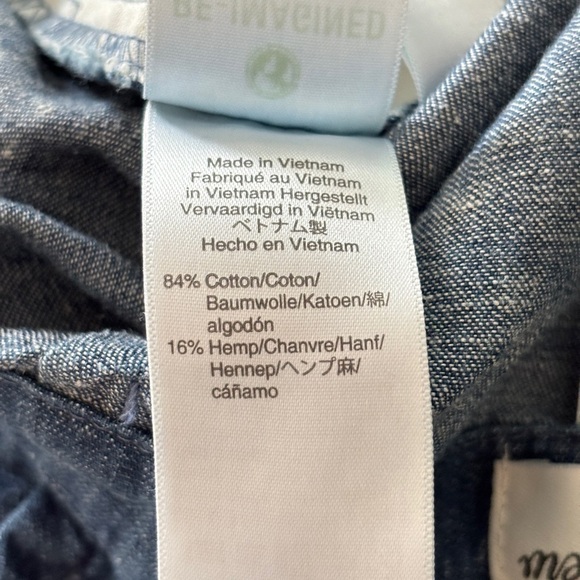 J. Crew Re-imagined Paper Bag Pants in Chambray Sz 6 Hemp Cotton Blend Cropped - Picture 14 of 16